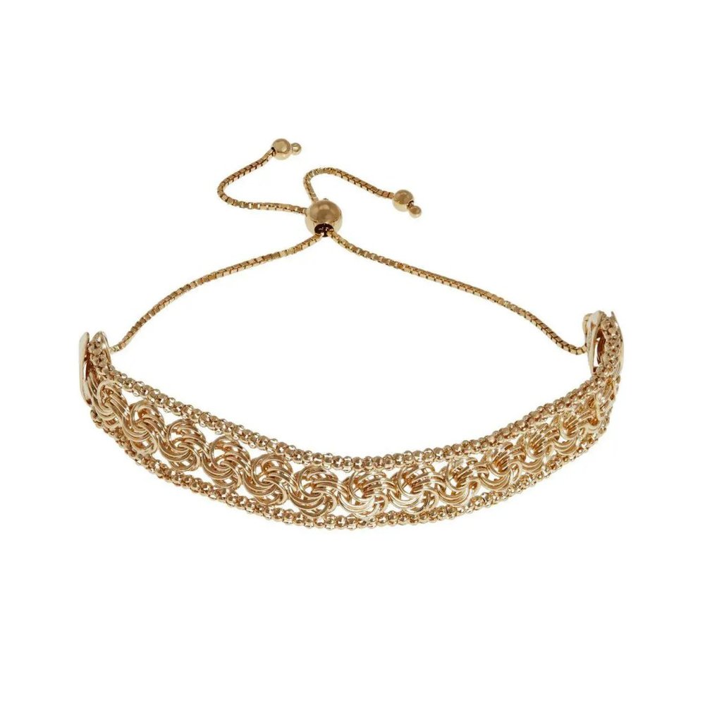 Technibond Yellow Rosetta and Popcorn Chain Adjustable Bracelet